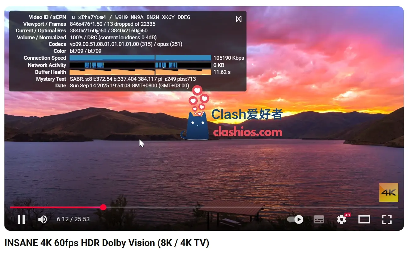 COCODUCK 机场 YouTube 4K 播放测试